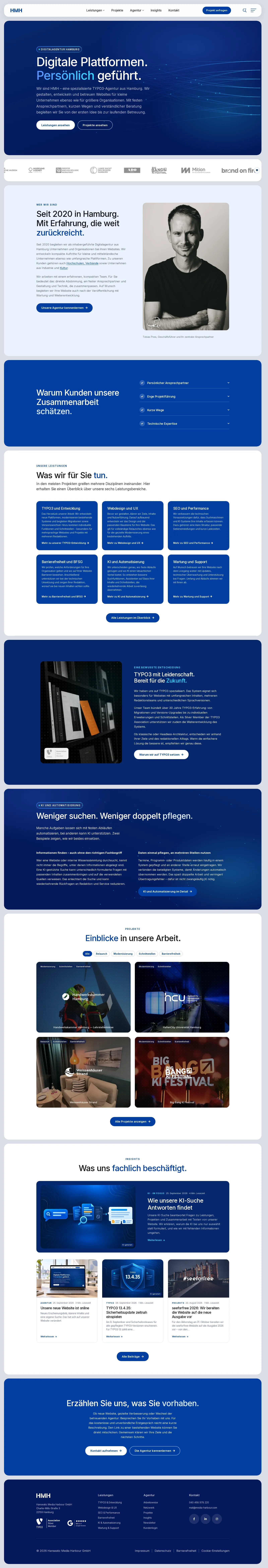Startseite von media-harbour.com in der Vollansicht