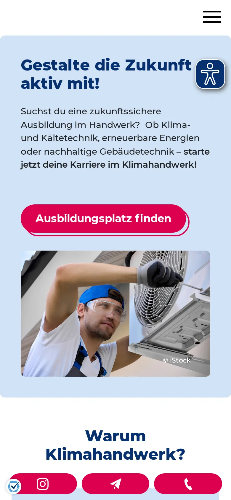 Mobile Themenstrecke zu Klimaberufen auf ausbildung-hamburg.de