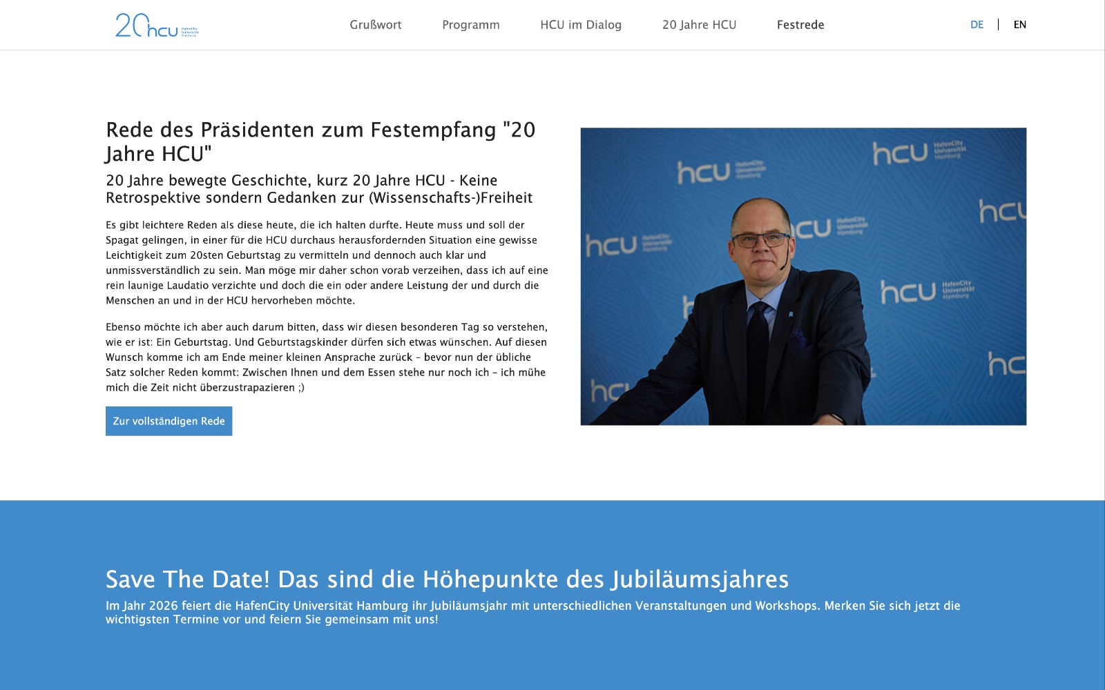 HafenCity Universität: Seite zum 20-jährigen Jubiläum