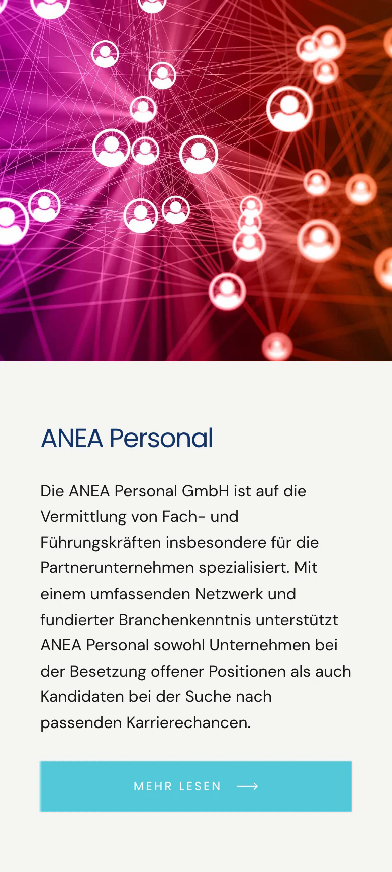 Mobile Beteiligungsübersicht von Mition mit dem Unternehmenseintrag ANEA Personal