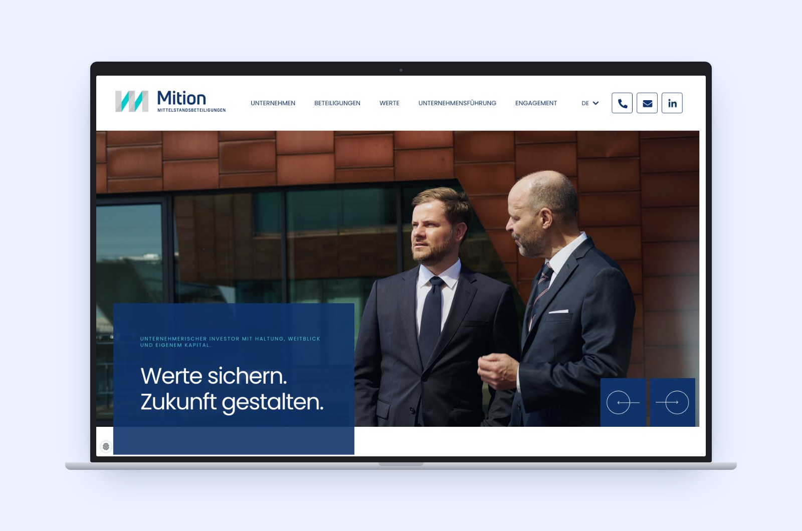 Mition: Startseite auf einem Laptop
