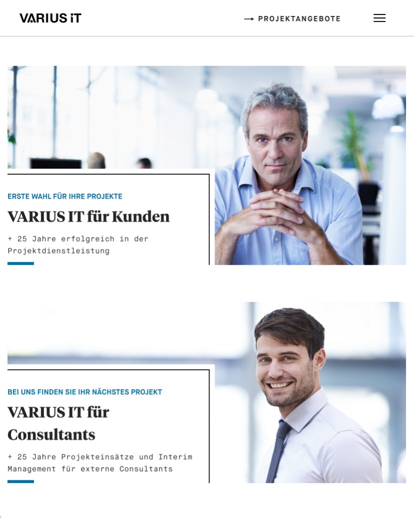 VARIUS IT: Zielgruppeneinstieg in der mobilen Ansicht